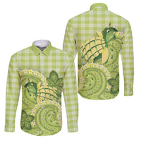 Hawaii Palaka Family Matching Off Shoulder Short Dress and Hawaiian Shirt Cute Green Mango Turtle On The Waves