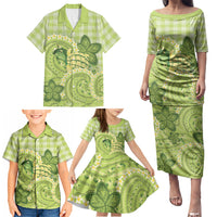 Hawaii Palaka Family Matching Puletasi and Hawaiian Shirt Cute Green Mango Turtle On The Waves