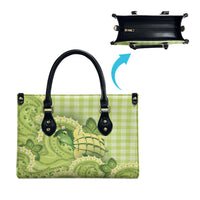 Hawaii Palaka Leather Bag Cute Green Mango Turtle On The Waves