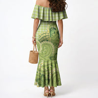 Hawaii Palaka Mermaid Dress Cute Green Mango Turtle On The Waves