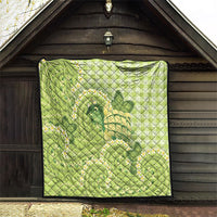 Hawaii Palaka Quilt Cute Green Mango Turtle On The Waves