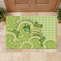 Hawaii Palaka Rubber Doormat Cute Green Mango Turtle On The Waves