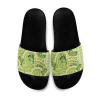 Hawaii Palaka Slide Sandals Cute Green Mango Turtle On The Waves