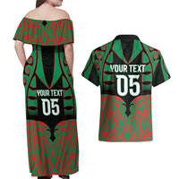 Custom Aotearoa Ngati Hine Couples Matching Off Shoulder Maxi Dress and Hawaiian Shirt Maori Pattern New Zealand - Polynesian Pride