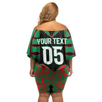 Custom Aotearoa Ngati Hine Family Matching Off Shoulder Short Dress and Hawaiian Shirt Maori Pattern New Zealand - Polynesian Pride