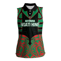 Custom Aotearoa Ngati Hine Women Sleeveless Polo Shirt Maori Pattern New Zealand - Polynesian Pride