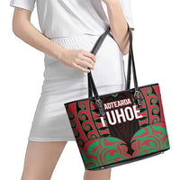 Aotearoa Tuhoe Leather Tote Bag Maori Pattern New Zealand DT05 - Polynesian Pride