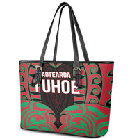 Aotearoa Tuhoe Leather Tote Bag Maori Pattern New Zealand DT05 - Polynesian Pride