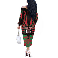 Custom Aotearoa Tuhoe Off The Shoulder Long Sleeve Dress Maori Pattern New Zealand - Polynesian Pride