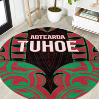 Aotearoa Tuhoe Round Carpet Maori Pattern New Zealand DT05 Red - Polynesian Pride