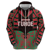 Custom Aotearoa Tuhoe Zip Hoodie Maori Pattern New Zealand - Polynesian Pride