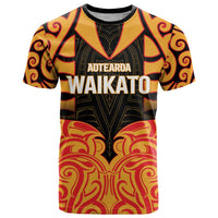 Custom Aotearoa Waikato T Shirt Maori Pattern New Zealand DT05 Orange - Polynesian Pride