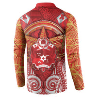 Tonga King's Birthday Button Sweatshirt Gold Royal Crown Tribal Patterns