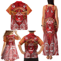 Tonga King's Birthday Family Matching Tank Maxi Dress and Hawaiian Shirt Gold Royal Crown Tribal Patterns DT05 - Polynesian Pride