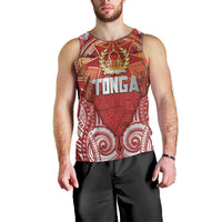 Tonga King's Birthday Men Tank Top Gold Royal Crown Tribal Patterns