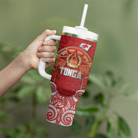 Tonga King's Birthday Tumbler With Handle Gold Royal Crown Tribal Patterns