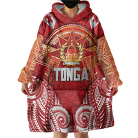 Tonga King's Birthday Wearable Blanket Hoodie Gold Royal Crown Tribal Patterns