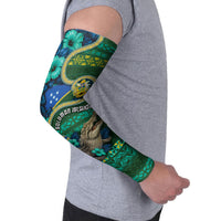 Personalised Solomon Islands Independence Day Arm Sleeves Crocodile Hibiscus Tribal Pattern DT05 - Polynesian Pride