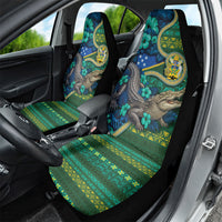 Solomon Islands Independence Day Car Seat Cover Crocodile Hibiscus Tribal Pattern DT05 - Polynesian Pride