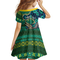 Personalised Solomon Islands Independence Day Family Matching Long Sleeve Bodycon Dress and Hawaiian Shirt Crocodile Hibiscus Tribal Pattern DT05 - Polynesian Pride