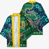 Personalised Solomon Islands Independence Day Kimono Crocodile Hibiscus Tribal Pattern DT05 - Polynesian Pride