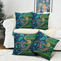 Solomon Islands Independence Day Pillow Cover Crocodile Hibiscus Tribal Pattern DT05 - Polynesian Pride