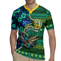 Personalised Solomon Islands Independence Day Rugby Jersey Crocodile Hibiscus Tribal Pattern DT05 - Polynesian Pride
