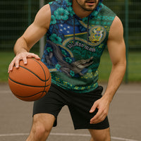Personalised Solomon Islands Independence Day Sleeveless Hoodie Crocodile Hibiscus Tribal Pattern DT05 - Polynesian Pride