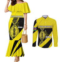 New Caledonia Is In My DNA Couples Matching Mermaid Dress and Long Sleeve Button Shirt DT05 Yellow - Polynesian Pride