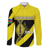 New Caledonia Is In My DNA Family Matching Long Sleeve Bodycon Dress and Hawaiian Shirt DT05 Dad's Shirt - Long Sleeve Yellow - Polynesian Pride