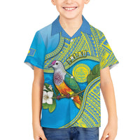 Personalised Palau Biib Bird Family Matching Puletasi and Hawaiian Shirt Rur Flower And Rock Islands Patterns