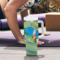 Personalised Palau Biib Bird Tumbler With Handle Rur Flower And Rock Islands Patterns