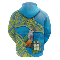 Personalised Palau Biib Bird Zip Hoodie Rur Flower And Rock Islands Patterns