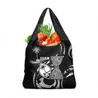 Guam Liberation Day Grocery Bag Black White Latte Stone Tribal Patterns