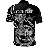Personalised Guam Liberation Day Polo Shirt Black White Latte Stone Tribal Patterns