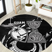 Guam Liberation Day Round Carpet Black White Latte Stone Tribal Patterns