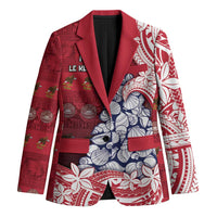 American Samoa Christmas Blazer Seashell Xmas Tree Tribal Waves DT05 Unisex Red - Polynesian Pride