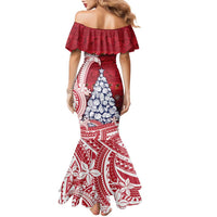 American Samoa Christmas Family Matching Mermaid Dress and Hawaiian Shirt Seashell Xmas Tree Tribal Waves - Polynesian Pride