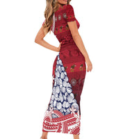 American Samoa Christmas Family Matching Short Sleeve Bodycon Dress and Hawaiian Shirt Seashell Xmas Tree Tribal Waves - Polynesian Pride