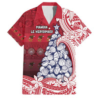 American Samoa Christmas Family Matching Tank Maxi Dress and Hawaiian Shirt Seashell Xmas Tree Tribal Waves - Polynesian Pride