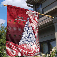 American Samoa Christmas Garden Flag Seashell Xmas Tree Tribal Waves - Polynesian Pride