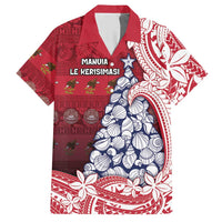 American Samoa Christmas Hawaiian Shirt Seashell Xmas Tree Tribal Waves - Polynesian Pride