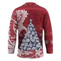 American Samoa Christmas Hockey Jersey Seashell Xmas Tree Tribal Waves DT05 - Polynesian Pride