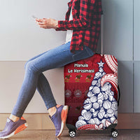 American Samoa Christmas Luggage Cover Seashell Xmas Tree Tribal Waves - Polynesian Pride