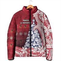 American Samoa Christmas Padded Jacket Seashell Xmas Tree Tribal Waves DT05 - Polynesian Pride