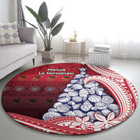 American Samoa Christmas Round Carpet Seashell Xmas Tree Tribal Waves DT05 - Polynesian Pride