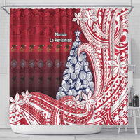 American Samoa Christmas Shower Curtain Seashell Xmas Tree Tribal Waves DT05 - Polynesian Pride