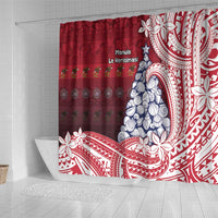 American Samoa Christmas Shower Curtain Seashell Xmas Tree Tribal Waves DT05 - Polynesian Pride