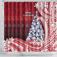 American Samoa Christmas Shower Curtain Seashell Xmas Tree Tribal Waves DT05 - Polynesian Pride