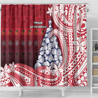 American Samoa Christmas Shower Curtain Seashell Xmas Tree Tribal Waves DT05 - Polynesian Pride